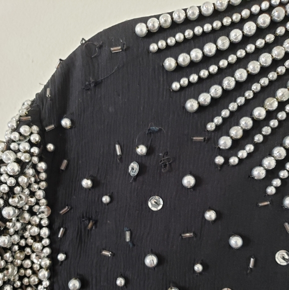 Vintage 1980s Silk Beaded Shift Dress - Picture 7 of 15